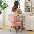 thumbnail image 5 of Furniliving Modern Accent Chairs, Vanity Chair with Gold Legs, Footrest Stool for Living Room, Pink, 5 of 12