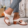 thumbnail image 2 of IUJSOY Heels for Women Peep Toe Bohemian Heeled Sandals Comfortable Summer Dressy Slip on Shoes, 2 of 8