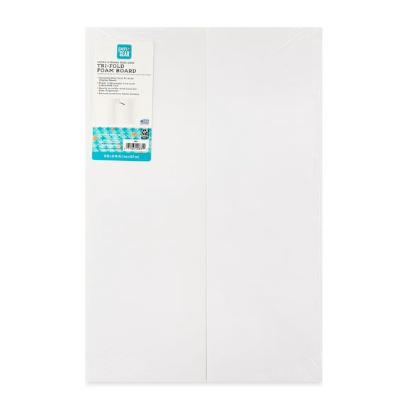 Pen+Gear Ultra Strong Mini White Grid Tri-Fold Foam Board, 18" x 24", 1/Pack