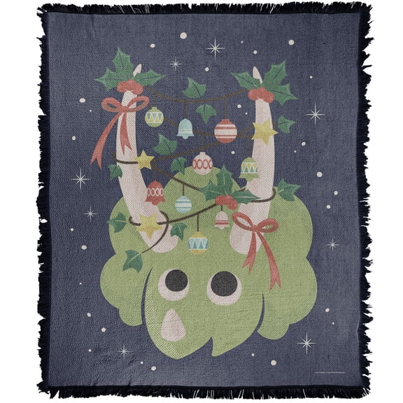 bCreative - LCT Creative Blanket, 50'x60' Christmas Triceratops Woven Tapestry Cotton Blend Fringed Throw Blanket