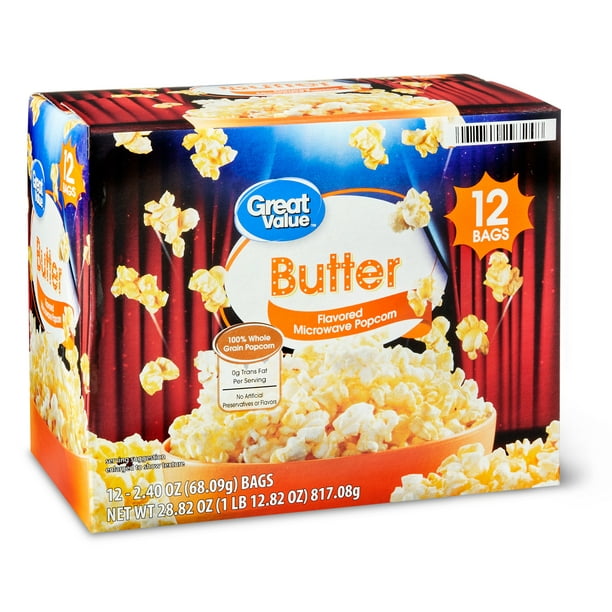 Great Value Butter Flavored Microwave Popcorn, 12 Count ...