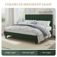 thumbnail image 6 of SHA CERLIN Green King Size Platform Bed Frame with Velvet Vertical Channel Headboard, Adult, 6 of 9