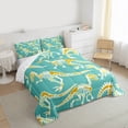 thumbnail image 4 of Manfei Dinosaur Skeleton Child Full Size Comforter Sets, Turquoise Cartoon Skull Bedding Comforter Set, Kawaii Animal Reversible Bedding Sets, Microfiber Bedroom Decor, 3 Pieces, 4 of 9