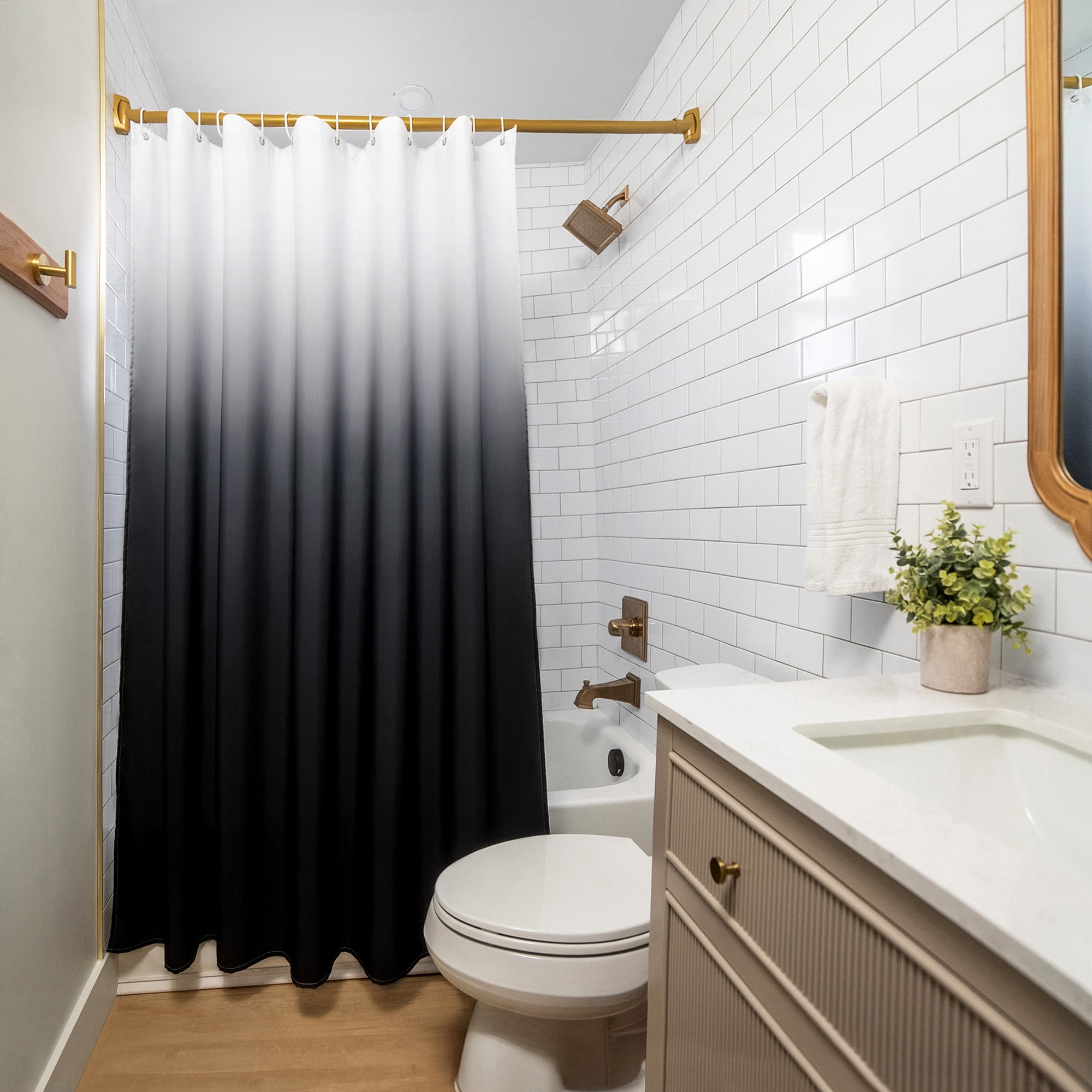 Americanflat 71x74 Ombre Black Shower Curtain - Water Resistant - Polyester Fabric
