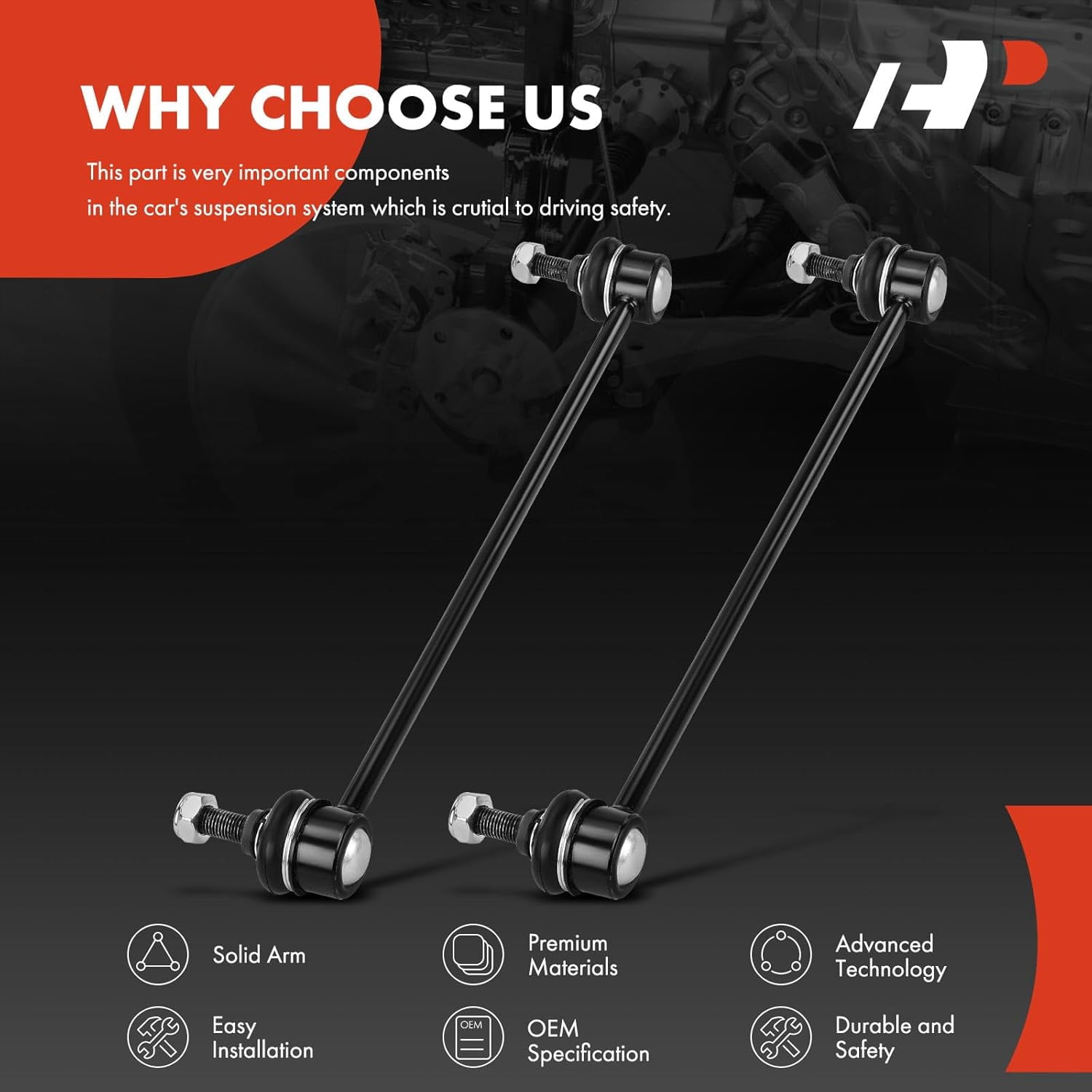A-Premium Front Sway Bar Link Kit Stabilizer Link Compatible with Honda Fit 2009-2014, Insight 2010-2014, CR-Z 2011-2016