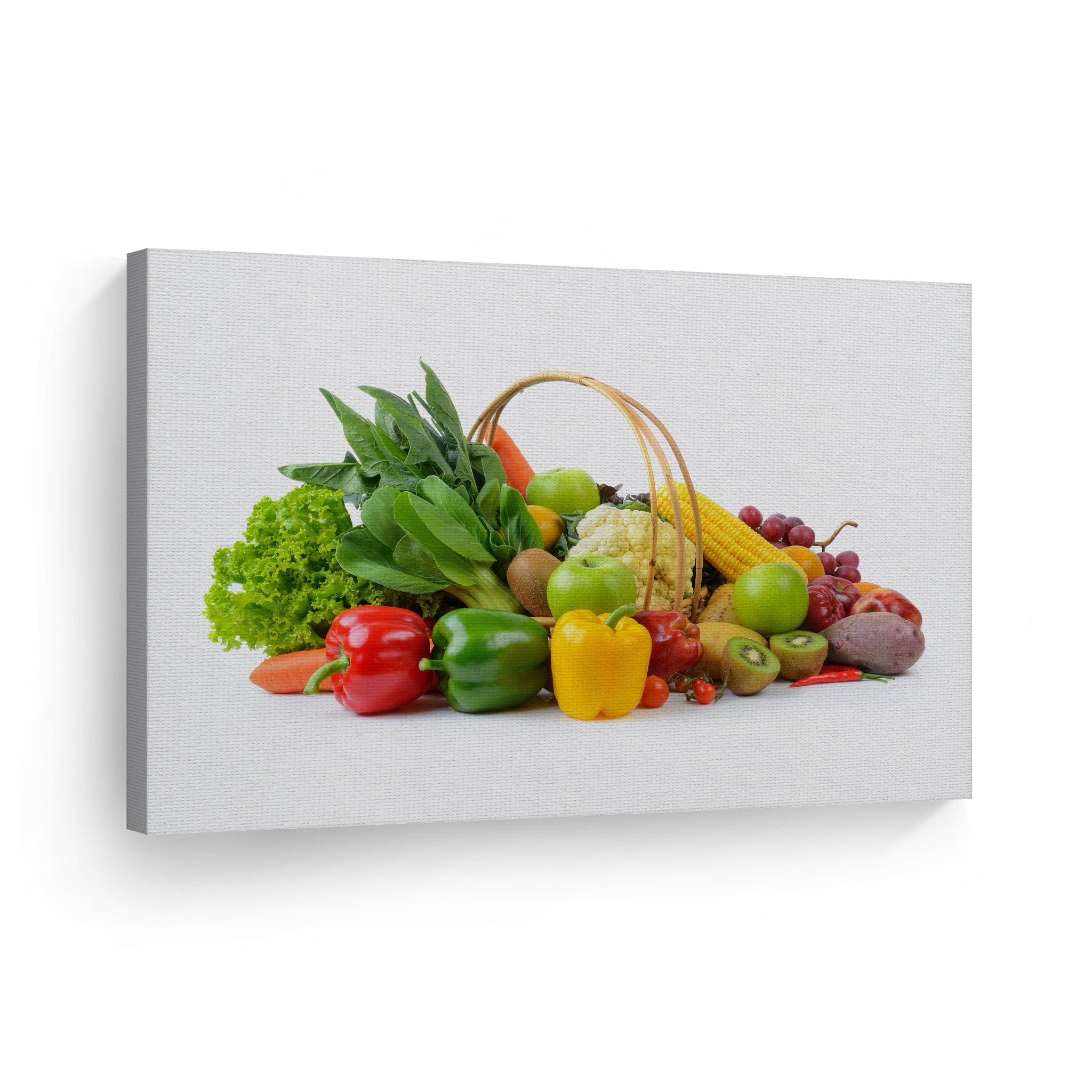 Smile Art Design Colorful Vegetables and Fruits Basket Kitchen Canvas ...