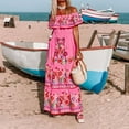 thumbnail image 6 of YMNXA Women's Dress Off Shoulder Floral Print Elegant Comfortable Swing Maxi Dresses For Casual Daily Wear Pink Xl, 6 of 9