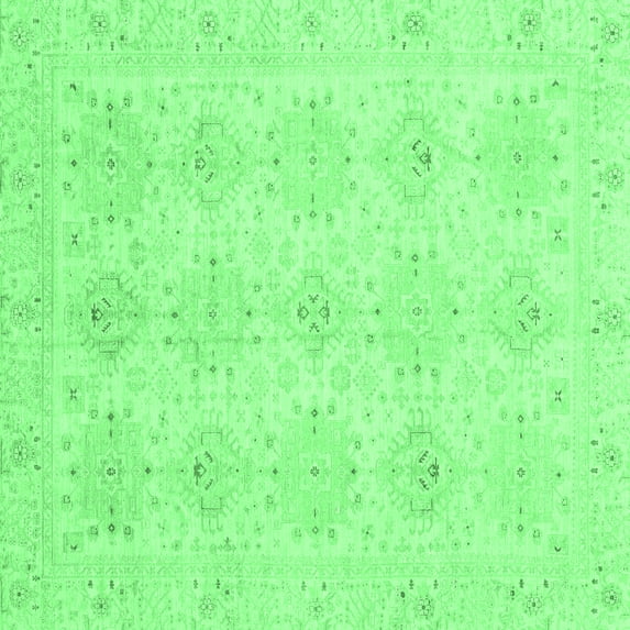 Ahgly Company Indoor Square Oriental Emerald Green Traditional Area Rugs, 8' Square