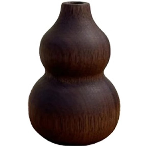 Slccxzc Black Walnut Solid Wood Flower Vase Chinese Style Desktop Vase Simple Gourd Ornament Decorative Flower Vase