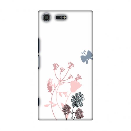 - Sony Xperia XZ Premium Case - Flowers and butterfly- White, Hard Plastic Back Cover, Slim Profile Cute Printed Designer Snap on Case with Screen Cleaning Kit