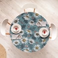 thumbnail image 4 of Ambesonne Chamomile Fitted Round Tablecloth, Daisy Flowers Vintage Art, 45"- 56" Diameter, Cadet Blue White Coral, 4 of 5