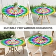 thumbnail image 7 of Rainbow Tie Dye Mandala Pattern Round Fitted Tablecloth with Elastic Edge,Dining Table Cover Waterproof,Outdoor Round Tablecloth for Camping,Dining,Indoor and Outdoor, 7 of 7