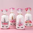 thumbnail image 5 of Bolsas de embalaje para dulces con temática de unicornio, 25/50/100 piezas, decoración para fiesta de cumpleaños de niños, Baby Shower, bolsa de regalo de boda, suministros para fiestas, 5 of 5
