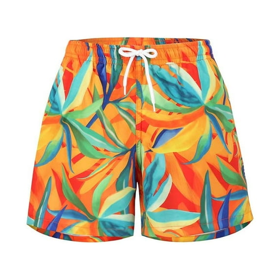 Odeerbi Family Matching Swimsuits Kids Boys Swim Trunks Quick Dry Board Shorts Summer Swimming Shorts Elastic Waist Beach Shorts Parent-child Printed Beachwear Orange