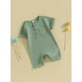 thumbnail image 3 of Bagilaanoe Newborn Baby Girl Boys Summer Jumpsuit Short Sleeve Bodysuit 3M 6M 12M 18M Infant Casual One Piece Romper, 3 of 9