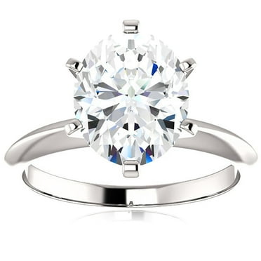 Pompeii 2 Ct Oval Moissanite Solitaire Engagement Ring 14k White Gold (H/I,VVS1)