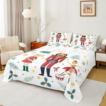 Feelyou Cartoon Ballet Princess Full Size Sheets for Kid, Nutcracker Royal Guarder Bed Sheets, Christmas Tree Sheet Sets, Breathable Home Decor, 4pcs