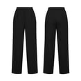 thumbnail image 6 of Npasoilc High Waist Elastic Wide Leg Pants for Women Straight Pleated Casual Trousers with Pockets,Black, 6 of 9
