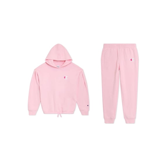 Champion Girls Pullover Hoodie and Jogger Set - Pink - Size Large