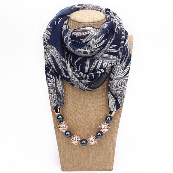 Women’s Beaded Infinity Scarf Necklace Accessory Casual Daily Spring Summer 2026 Navy