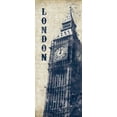 thumbnail image 2 of Harbick, N. 10x18 Black Ornate Wood Framed with Double Matting Museum Art Print Titled - Big Ben in Indigo, 2 of 4