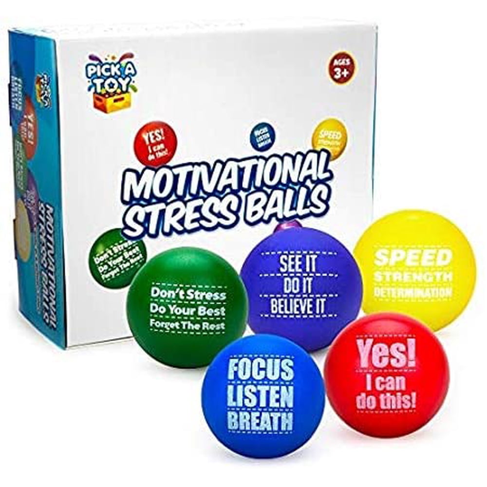 Motivational Stress Balls for Kids and Adults (5Pack) Promote Anxiety