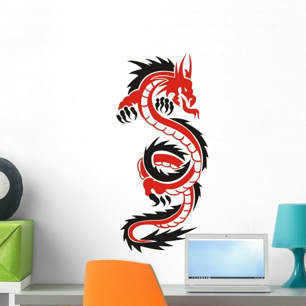 Red Dragon Rally Stickers Red-black Dragon Wall Decal Sticker, Wallmonkeys Peel & Stick Vinyl ...