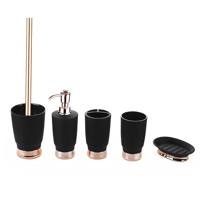Juego de 5 accesorios de baño estilo nórdico, botella de gel de ducha para apartamento Negro