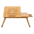 thumbnail image 6 of Anvazise Bed Folding Table Adjustable Bamboo Laptop Desk with Fan Cooling Effect Tilting Top Drawer Foldable Bed Table Portable Breakfast Serving Tray (Wood color), 6 of 13