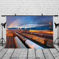 thumbnail image 2 of ABPHOTO Polyester 7x5ft Evening Train Station Backdrop Evening Freight Train Dock Station Photography Background and Studio Photography Backdrop Props, 2 of 5
