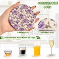 thumbnail image 3 of 6 Pcs Purple Rose Flowers Drink Coasters with Holder Absorbent Coaster Sets Cup Heat-Resistant Hot Pads Mats for Bar Table Protection, 3 of 7