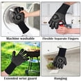 thumbnail image 3 of Guantes Resistente al calor Guante Silicona Revestimiento de silicona Mits de horno de ahorro de espacio Horneado reutilizable para asar a asar negro 1 par de 14 pulgadas kenally HA010624-02, 3 of 6