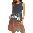 thumbnail image 2 of Ovzne Robes pour Femmes Robe Décontractée Ample d'Été Imprimée Sans Manches Col en V Ensemble Haut/chemise Robe Imprimée Liquidation, 2 of 7