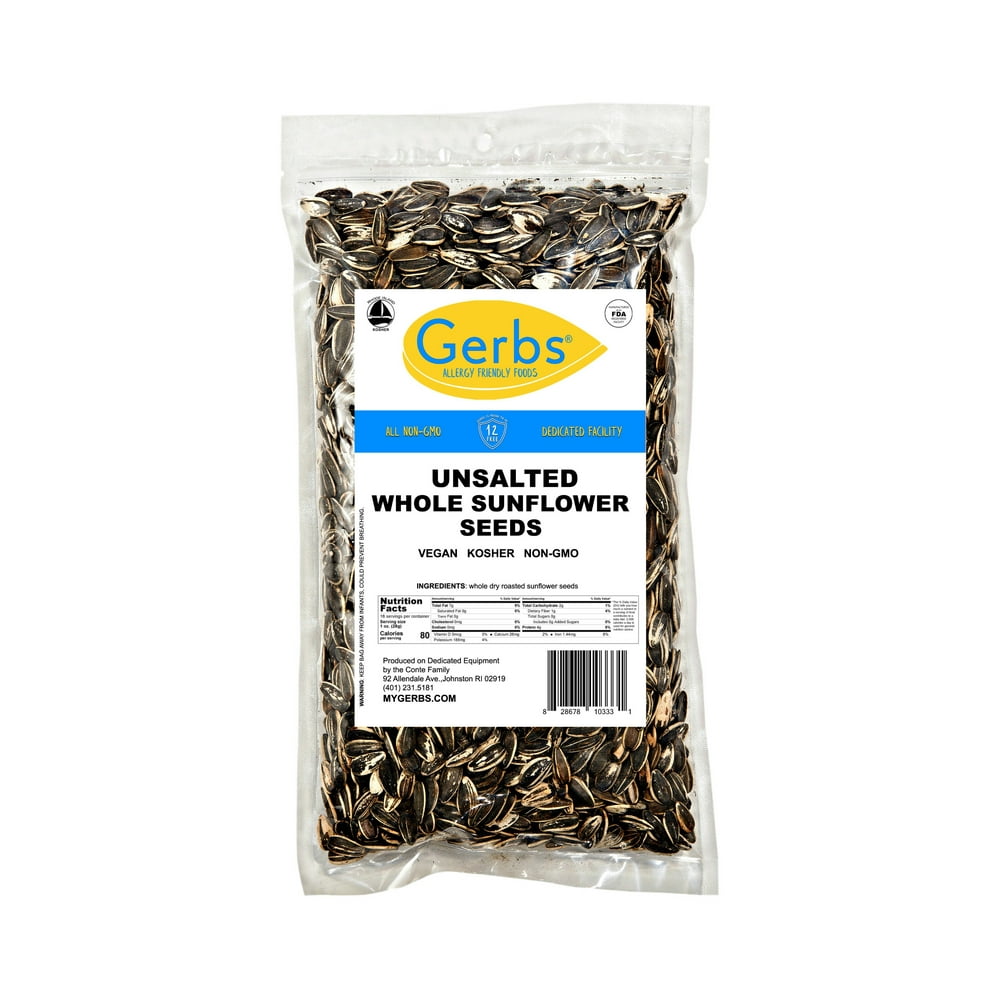 Unsalted Sunflower Seeds In Shell by Gerbs 1 LBS Top 14 Food