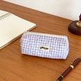 thumbnail image 4 of Season Student Checkered Pencil Case With Bow Portable Stationery Organiser Eraser Pencil Case, 4 of 6