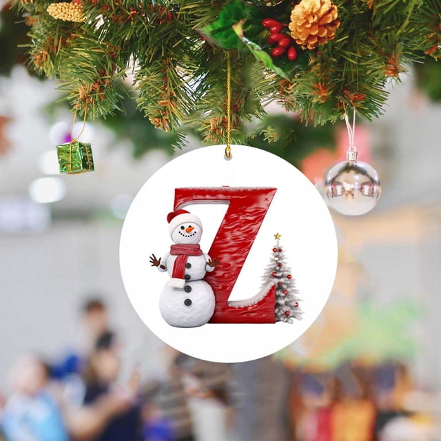 2024 26 Letter Christmas Snowman Christmas Pendant - Acrylic Car Pendant Saint