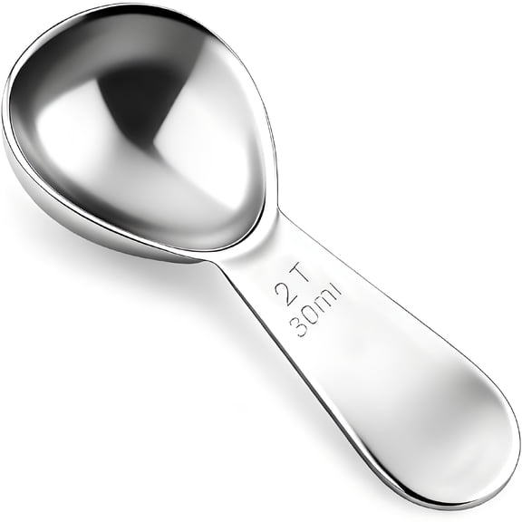ACDANC 18/8 Stainless Steel Coffee Measuring Spoon 2 Tablespoon Coffee Scoop Short Handle Measuring Spoon for Ground Coffee Tea Sugar Flour Exact Measuring Spoons(30Ml)