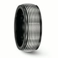 thumbnail image 5 of Edward Mirell Black Ti & Titanium Polished Grooved Ring, 5 of 7