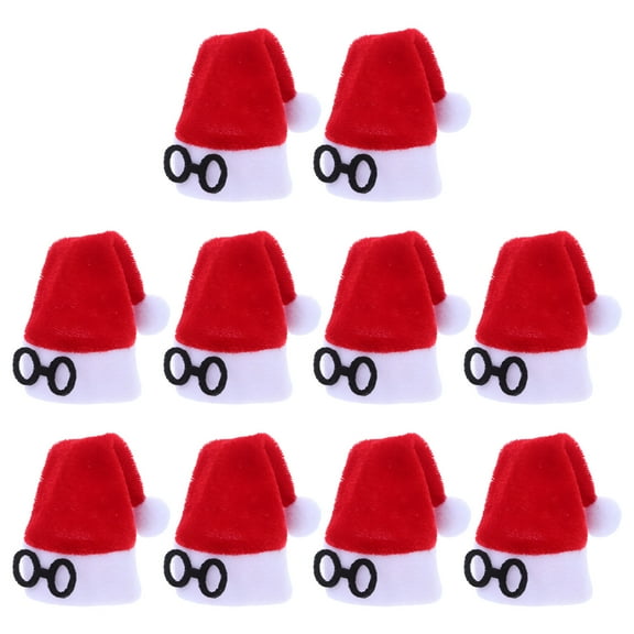 Milisten 10Pcs Doll Clothing Accessories Mini Santa Hat Flannel White Festive Touch Christmas