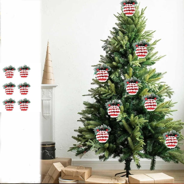 Fiudx Liquidación navideña Bolas de Navidad flocadas, bolas pintadas, decoración para árbol de Navidad, bolas de tela colgantes, arreglo decorativo, bolas de gamuza navideñas, 6 piezas