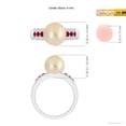 thumbnail image 5 of ANGARA Golden South Sea Cultured Pearl Ring with Rubies in 14K White Gold for Women | June Birthstone, Birthday, Anniversary, Jewelry Gift for Women | Pearl Ring, 5 of 9