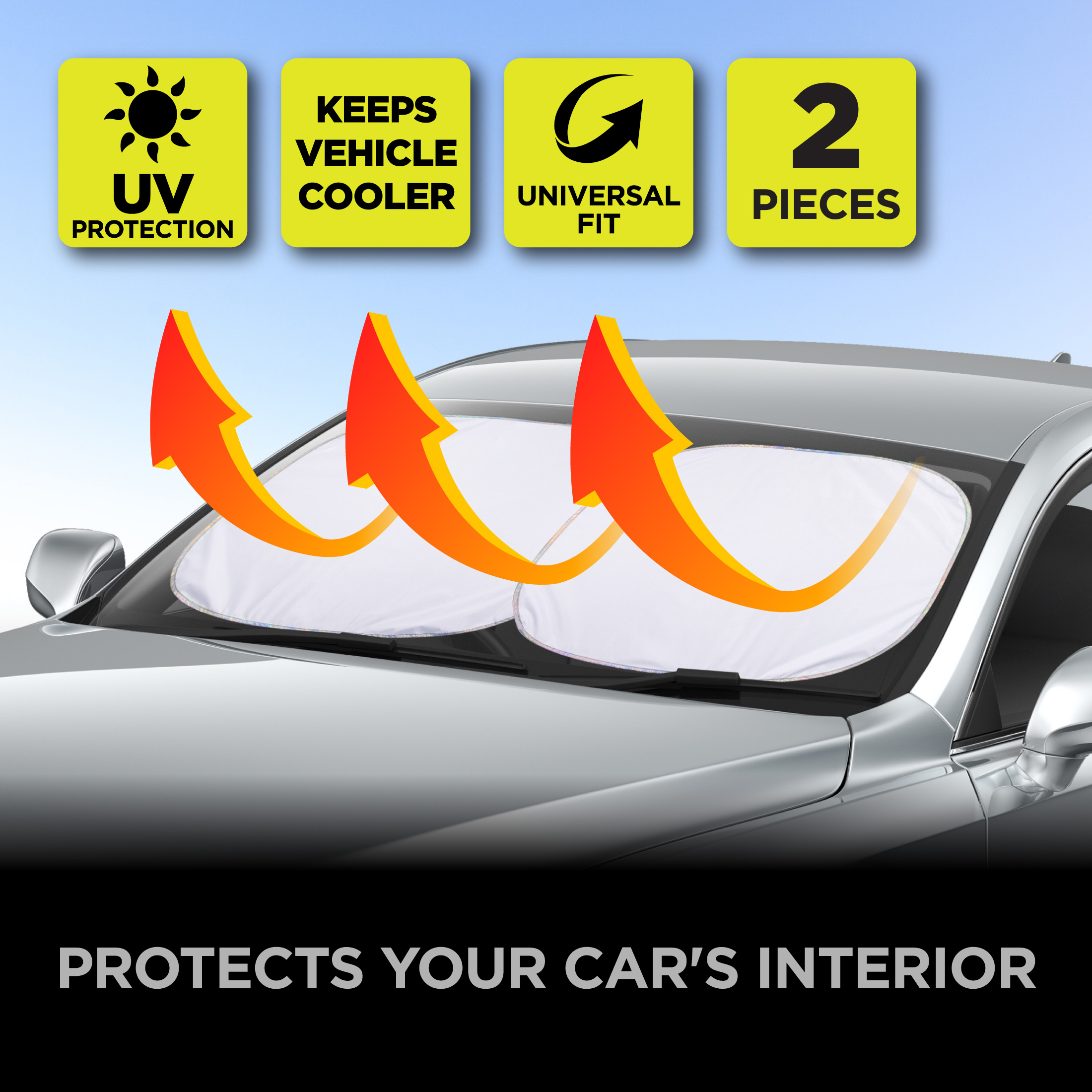 Auto Drive Universal Windshield Sunshade White 2-Pack photo 2