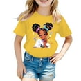 thumbnail image 1 of GDREDA Vêtements pour Filles, T-Shirt Graphique Mignon à Col Rond et Manches Courtes, Été Décontracté, Jaune, 7-8 Ans, 1 of 5