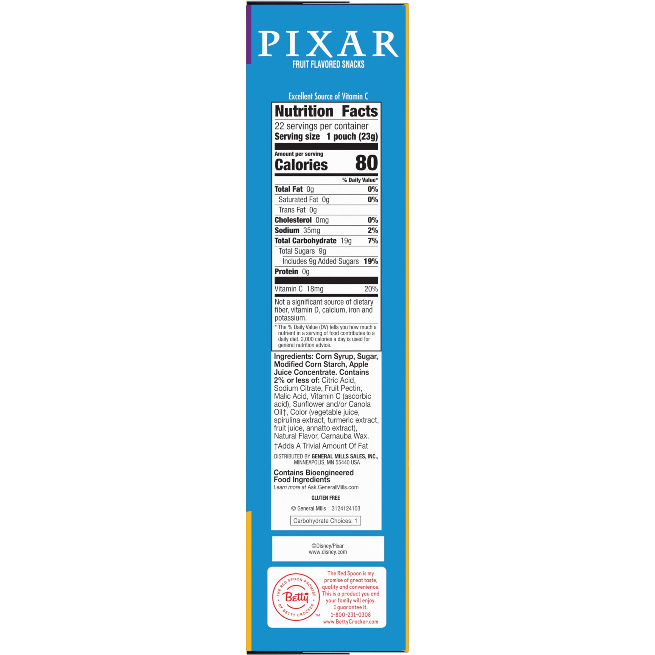 Disney Pixar Fruit Flavored Snacks, Gluten Free, Kids Snacks, Value Pack, 22 Ct, 17.6 oz