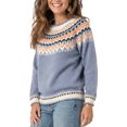 thumbnail image 5 of JUUNthy Sweater for Womens, Striped Knitted Long Sleeve Crewneck Fashion Fall Winter Clothes Tops Purple 2XL, 5 of 5