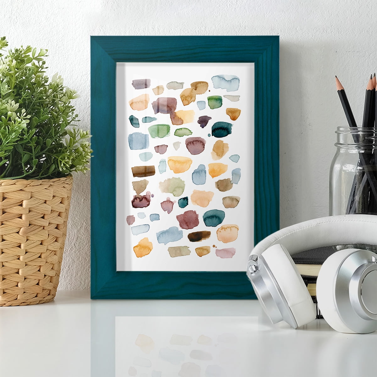 Shattered Segments I - Framed Print w/glass - Ocean Blue