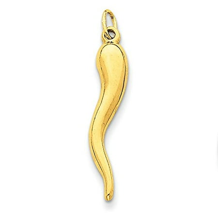 - 14K Yellow Gold Italian Horn Charm Pendant