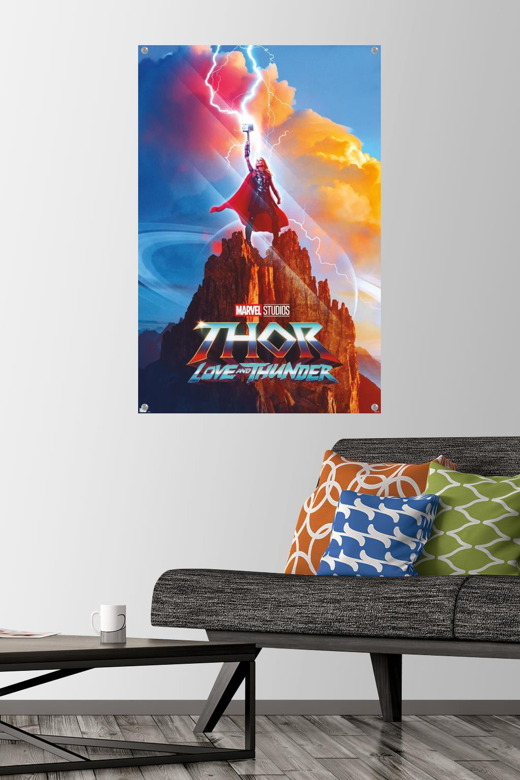 Marvel Thor: Love and Thunder - Mighty Thor One Sheet Wall Poster with Pushpins, 22.375" x 34"