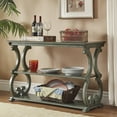 thumbnail image 2 of Weston Home Caden Wood Scrollwork Sofa Table, Dark Sea Green, 2 of 4
