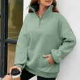 thumbnail image 4 of VNKIDY Women's Sweatshirt Casual Solid Color Loose Fit Half Zip Lapel Pullover Long Sleeve Athletic Sweatshirts For Outdoor Wear Classic Tops, 4 of 7